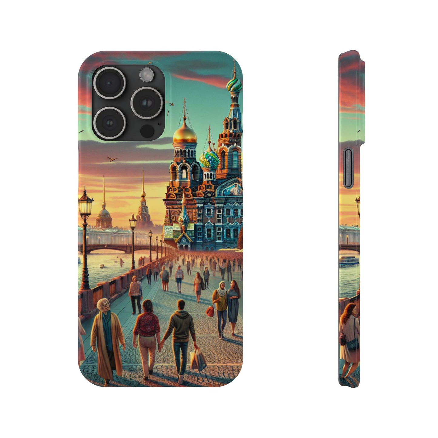 Russian Artistic Cityscape Slim Phone Case - Moscow, Petersburg