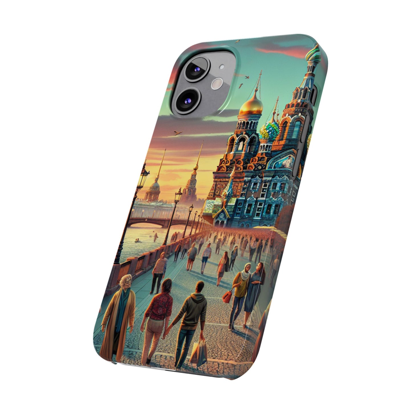 Russian Artistic Cityscape Slim Phone Case - Moscow, Petersburg