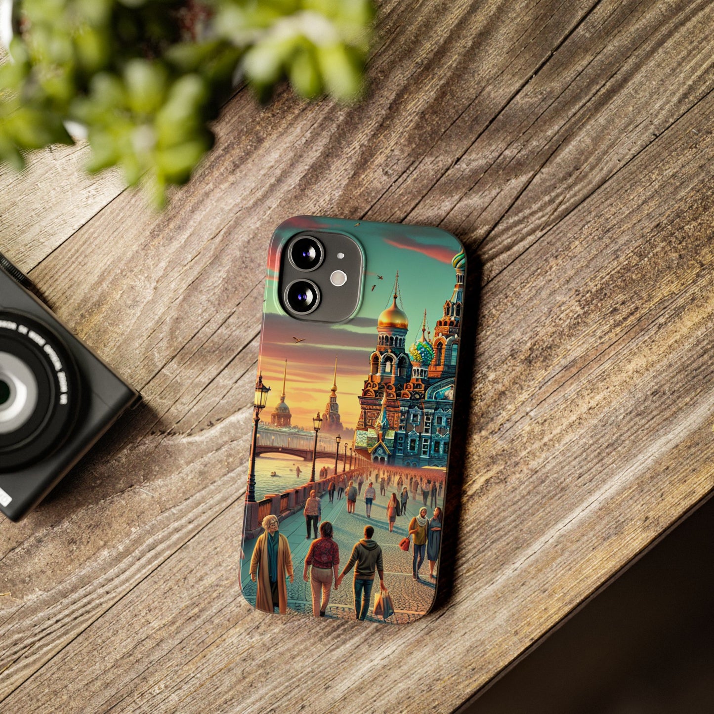 Russian Artistic Cityscape Slim Phone Case - Moscow, Petersburg