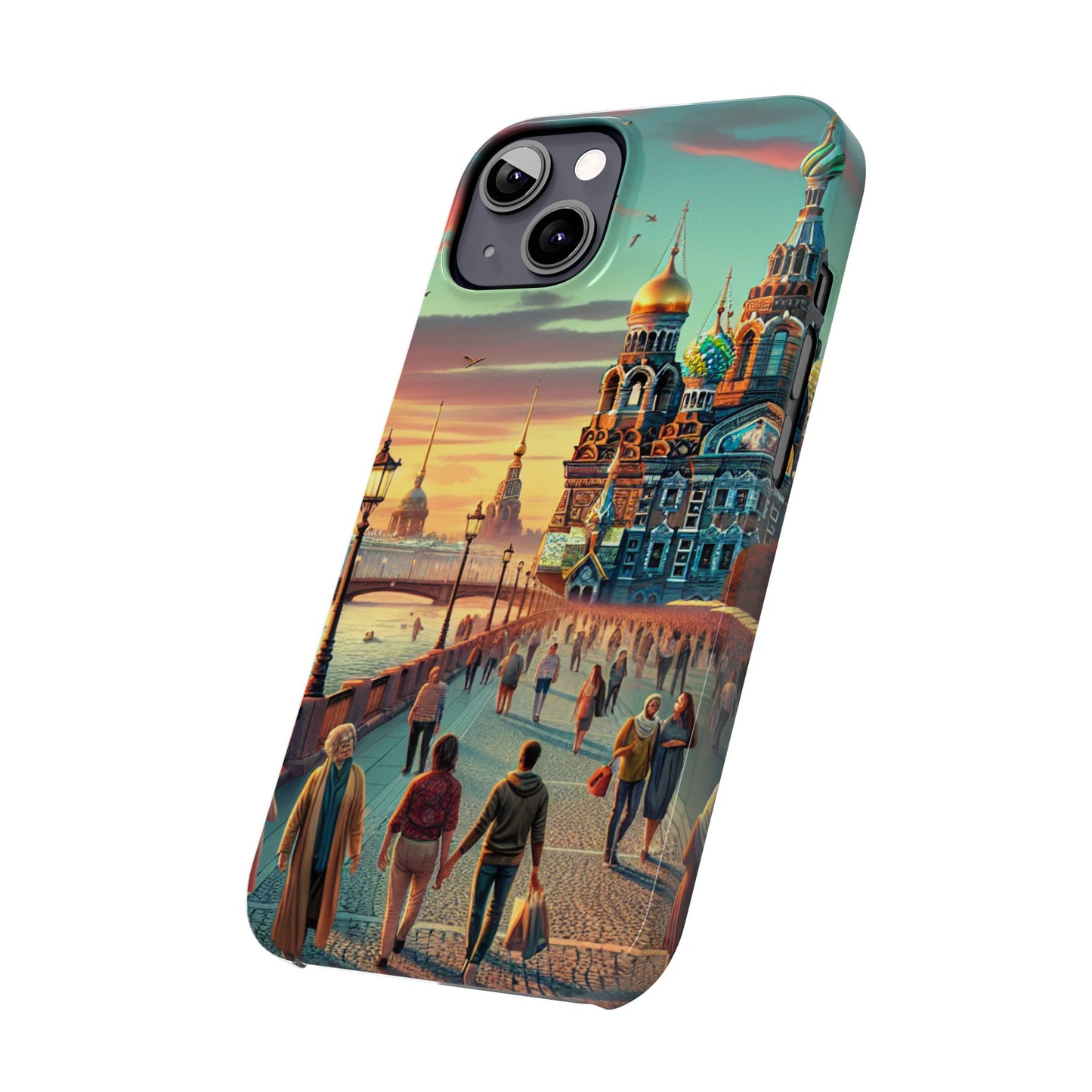 Russian Artistic Cityscape Slim Phone Case - Moscow, Petersburg