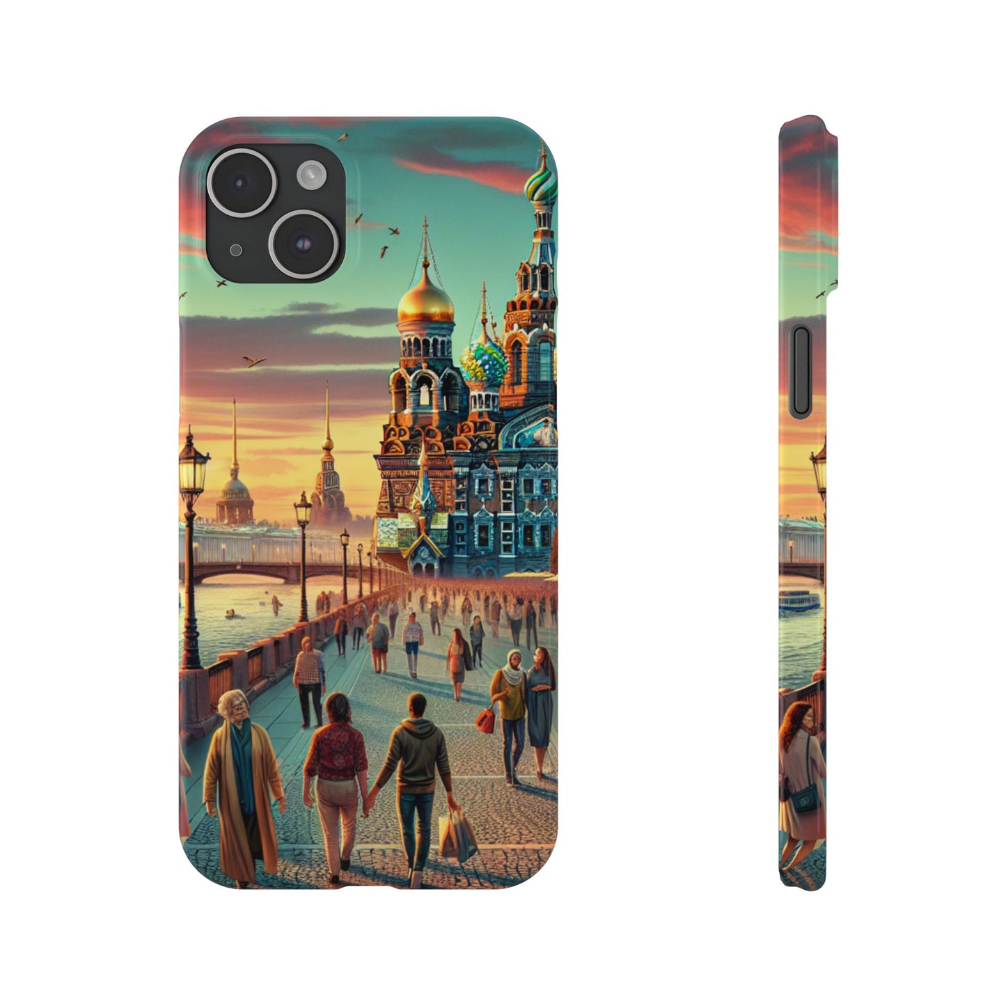 Russian Artistic Cityscape Slim Phone Case - Moscow, Petersburg